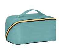Zathe Cadet Travel Cosmetic Bag with Essential Dividers - Large Capacity with Compartments and Handle - Blue and Green
