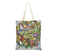 Zathe Canvas Tote Bag Puerto Rico Caribbean Country Women Canvas Tote Bag Gifts for Teachers Empty Tote, Multi, 1 Size