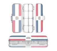 Zathe Clear Pencils Box Double Layer Hard Pens Case For Stationery Supplies With Snap And Lid Dominican Republic Flag