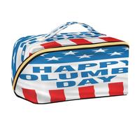 Zathe Columbus Day USA Flag Banner Design Designed Vanity Bags With Compartments Large Cosmetic Bag With Handlravel Size Accessories