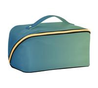 Zathe Dark Green Gradient Vanity Bags With Compartments Essential Cosmetic Bags For Women Travel With Compartments And Handle