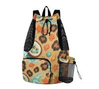 Zathe Drawstring Bags For Men Women Pool Bag With Inner Pockets Drawstring Backpack Wet And Dry Separation Beach Paradise Leopard Print