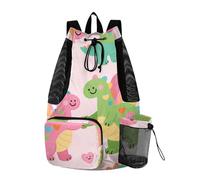 Zathe Drawstring Bags Sports Gym Bag With Pockets Drawstring Backpack Waterproof Dark Dinosaur Mystery, Cute Dino Dream, 18.5 x 8.2 x 12.6 Inches, Casual Backpacks