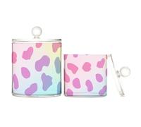 Zathe Fashionable Rainbow Leopard Print Clear Plastic Candy Organizer Storage with Lid Chest of Drawers Decorative Thread Storage Basket, Paper Clips 2 Pcs