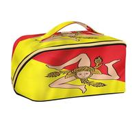 Zathe Flag Italy Sicilian Yellow Red Designed Cosmetic Bag With Compartments Waterproof Makeup Bags For Women Travel Accessories