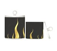 Zathe Golden Flame Gradient on Black Clear Plastic Storage Container Jars with lid Office Essentials Decorative Storage Bin for Cotton Swabs,Cotton Pads 2 Pack