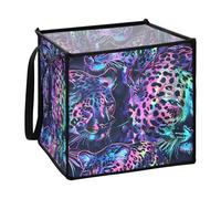 Zathe Holographic Decorative Leopard Print Baskets For Shop Folding Fabric Baskets Decorativos 33x30x30cm