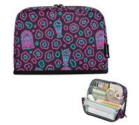 Zathe Large Capacity Pencil Case Makeup Bag Portable Stationery Bag for Men Nursery Neon Diner Leopard Spots