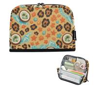 Zathe Large Capacity Pencil Case, Vertical Organizer with Nurse Socket, School, Essential to Have Beach, Paradise, Leopard Print