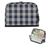 Zathe Large capacity pencil case with space for items pa for men school supplies geometric checkered optical illusion