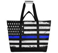 Zathe Large Cooler Bag with Soft Side, Keep Food Hot or Cold, Shopping Bag for Travel, Lunch, Camping, Beach, Vintage American Police Flag, Multi-Colour, 47cm