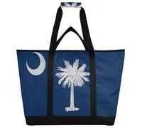 Zathe Large Insulated Cooler Bag Keeps Food Hot or Cold Foldable Soft Cooler Bag for Beach Travel Picnic South Carolina State SC Navy Blue