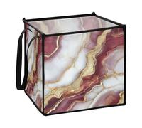 Zathe Marble Burgundy White Pantry Baskets for Sheet Folding Essentials Cloth Baskets 13x13x13 In