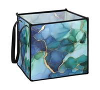 Zathe Marble Green Royal Blue Decorative Baby Baskets Folding Bags Cubes Fabric Storage 33x30x30cm