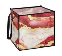 Zathe Marble Red White Storage Containers Baskets for Pantry Folding Extra Large Pantry Baskets 13x13x13 In