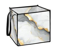 Zathe Marble White Grey Material Shelf Storage Cube Folding Essential Clothes Storage Basket 30x30x30cm