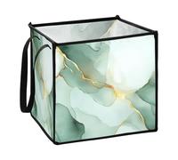 Zathe Marble White Sage Green Storage Containers Baskets for Sweater Collapsable Canvas Fabric Cube Storage Baskets Bins 13x13x13 In
