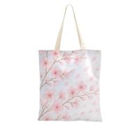 Zathe Medium Canvas Shoulder Bag Watercolor Cherry Blossom Wallpaper Shoulder Bag With Pockets Cute Gifts Blank Shoulder Bag