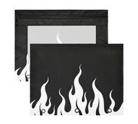 Zathe Multifunction A4 Pencil Case with 3 Rings for Students and Universities, Black Fluorescent Cold Flame, 1 size x2, Cartoon