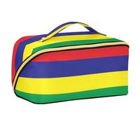 Zathe Original Mauritius Flag Insulated Designed Cosmetic Bags with Dividers Elegant Capacity Travel Cosmetic Bag with Compartments and Handle