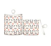 Zathe Panda Plaid Clear Plastic Storage Containers Jars With Lid Chest of Drawers Essential Decorative Thread Storage Basket, Paper Clips, 2 Pcs
