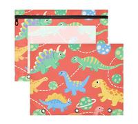 Zathe Pencil Bags For Binder 3 Hole 3 Holes For 3 Rings Binder 2 Packs Students Class Dinosaur Red Planet Fun