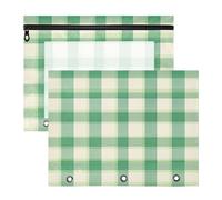 Zathe Pencil Bags for Binder Transparent Window Pen Case for Paper A4 Letter 2 Teacher Packs Home Dark Green Plaids