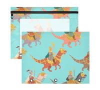 Zathe Pencil Box Portable Storage Bag for A4 Paper Letter 2 Pack Students College Supplies Dino Knight Quest