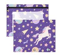 Zathe Pencil Box Sturdy Plastic File Folder for 3 Rings Binder 2 Pack Students Class Starry Planet Wonders
