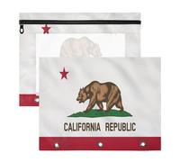 Zathe Pencil Box Sturdy Plastic File Folder for A4 Paper Letter 2 Pack Teacher Storing School Students Teacher Supplies California State Flag