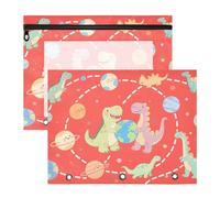 Zathe Pencil Case 3 Hole Pockets with 3 Holes for 3 Rings Binder 2 Pieces Teacher Supplies for College Space Dinosaur Journey