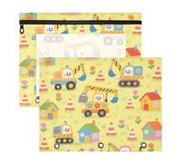 Zathe Pencil Case 3-Holes Storage Bag for A4 Paper Letter 2 Pack Teacher Art Supplies Storage Build Town Fun