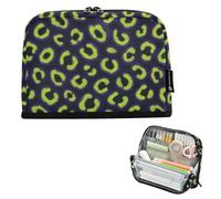 Zathe Pencil Case Box Large Capacity Pen Bags Compartments Articles pa Pencil Case for Teenager School Supplies Toxic Lime Explosion Leopard Print