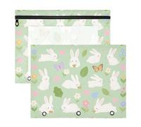 Zathe Pencil Case Clear Window 3 Hole Pocket for A4 Paper Letter 2 Pack Students College Supplies, Color 22, 1 size x2, Cartoon