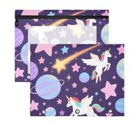 Zathe Pencil Case Cute Paper Pen Holder A4 Letter 2 Packs Students Back to School Space Unicorns Magic
