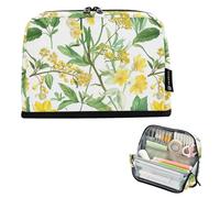 Zathe Pencil Case Holder Large Capacity Storage Bag With Compartment Organizer Box For Adults Office Ino Cut Of A Happy Sunny Watercolor Background Various densely packed flowers summer beauty