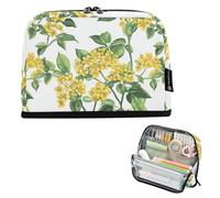 Zathe Pencil Case Large Capacity Makeup Bag Slim Organizer Box For Teenagers School Supplies Ino Cut Of A Happy Sunny Watercolor Background Various densely packed flowers beauty summer