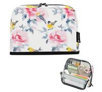 Zathe Pencil Case Large Capacity Makeup Pencil Case Pencil Case for Girls Travel Flowers Birds