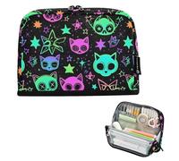 Zathe Pencil Case Large Capacity Vertical Lightweight Stationery Pouch for Teenagers Elementary Cute Cartoon Witchcraft Cats Luminous