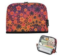 Zathe Pencil Case Large Capacity Vertical Storage Bag Cute Stationery for Teenagers Boys Kindergarten Tropical Sunset Leopard Print