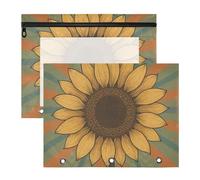 Zathe Pencil Case Portable Pocket Paper Briefcases A4 Letter 2 Teacher Packs Student Storage Teacher Supplies Golden Summer '79 Sunflower Poster