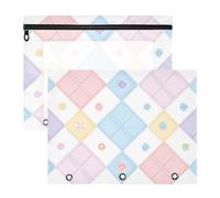 Zathe Pencil Case Transparent Plastic File Briefcase for 3 Rings Binder 2 Pieces Teacher Storage Supplies, Color 24, 1 size x2, Cartoon