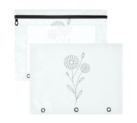 Zathe Pencil Cases 3-Holes 3 Hole Punch for A4 Paper Letter 2 Pack Students College Supplies Birth Flower