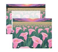 Zathe Pencil Cases 3-Holes Pocket Folders for 3 Rings Binder 2 Pack Students Office Beautiful Calla Lilies Field