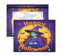 Zathe Pencil Cases Cute Punch with 3 Holes for 3 Rings Binder 2 Packs Students Home Happy Halloween Cartoon Cute Witch 11