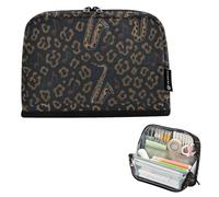 Zathe Pencil Cases Large Capacity Pen Cosmetic Pouch Large Storage Organizer for Men Office Jazz Night Spot Leopard Print