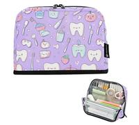 Zathe Pencil Pouches Large Capacity Makeup Bag Compartments Articles pa Cosmetic Pencil Case Preppy Cute Teeth And Items Teeth Care On Purple