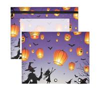 Zathe Pencil Pouches Transparent Window Plastic File Briefcase for 3 Rings Binder 2 Packs Students Home, Color 27, 1 size x2, Cartoon