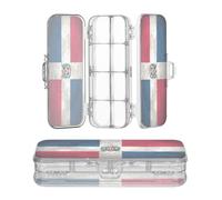 Zathe Pencil Storage Box Clear Double Layer Pens Case Hard For Stationery Supplies With Snap-Tight Lid Dominican Republic National Flag