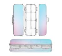 Zathe Plastic Pencil Box 2 Layer Kids Crayon Containers With Snap And Lid Turquoise Gradient Blue Pink Colorful Blurred